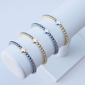 Pulseras de positividad / Pulsera de cruz de oro / Pulsera de cuentas cruzadas / Pulseras de fe / Pulsera religiosa / Pulsera cristiana / Pulsera de cuentas cruzadas imagen 6