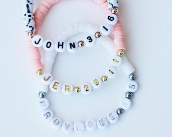 Bible Verse Beaded Disc Bracelets