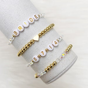 Hochzeit Datum Armband, Braut Armband-Stapel, Brautparty Geschenk, Brautschmuck, Junggesellinnenabschied Geschenk, Hochzeitsdatum, heiraten, Mrs