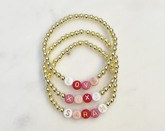 Valentines Custom Word Bead Bracelets