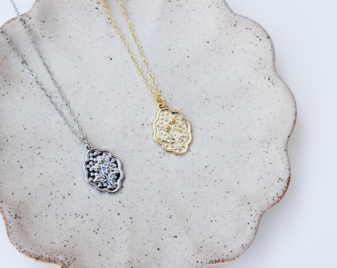 Featured listing image: Scalloped Flower Charm Necklace