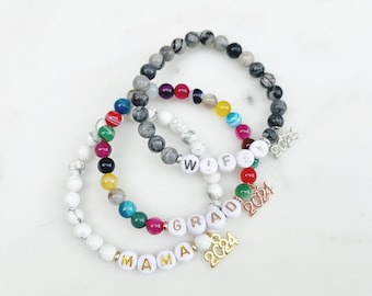 2024 Bracelet by Sarahndipity Jewelry || class of 2024, graduation, gift for grad, custom word bracelets, year 2024