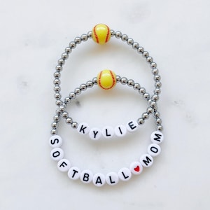 Custom Softball Bracelet | Personalized Softball Bracelet | Softball Gift for Women | Softball Team Bracelet | Sports Bracelet