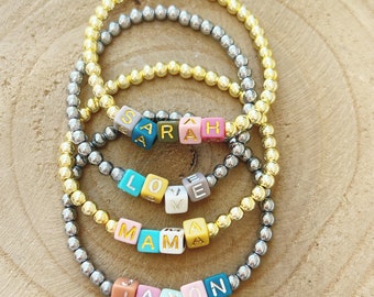 Colorful Block Custom Word Bracelets