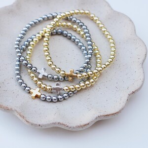 Pulseras de positividad / Pulsera de cruz de oro / Pulsera de cuentas cruzadas / Pulseras de fe / Pulsera religiosa / Pulsera cristiana / Pulsera de cuentas cruzadas imagen 9