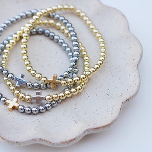 Pulseras de positividad / Pulsera de cruz de oro / Pulsera de cuentas cruzadas / Pulseras de fe / Pulsera religiosa / Pulsera cristiana / Pulsera de cuentas cruzadas imagen 2