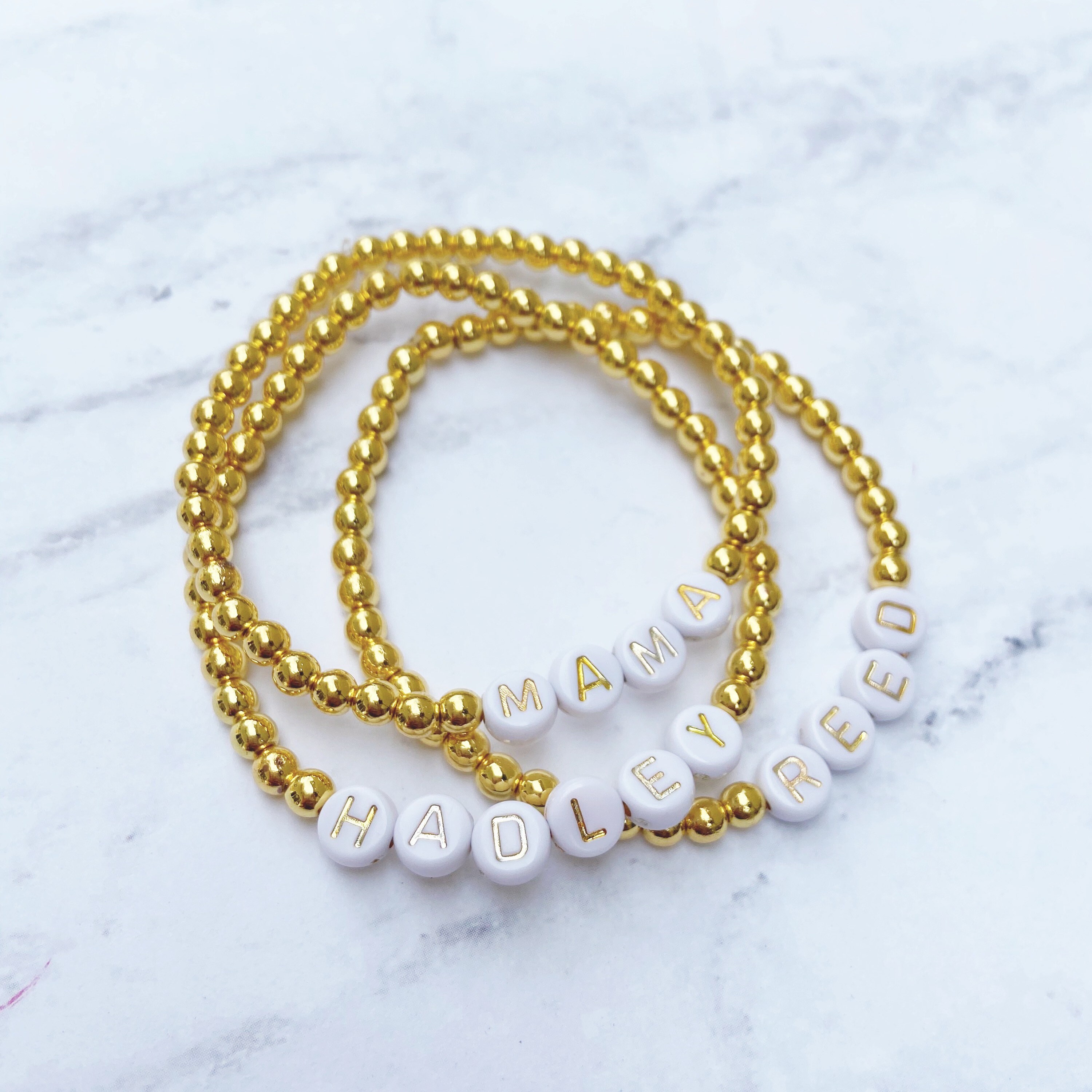 Gold Letter Custom Word Bracelet