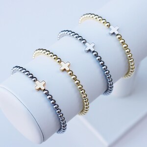 Pulseras de positividad / Pulsera de cruz de oro / Pulsera de cuentas cruzadas / Pulseras de fe / Pulsera religiosa / Pulsera cristiana / Pulsera de cuentas cruzadas imagen 10