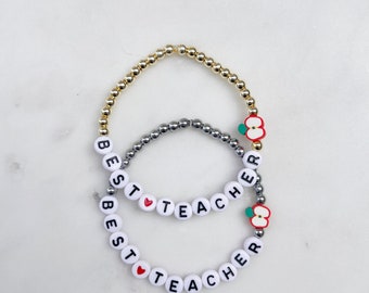 Teacher Appreciation Gift, Teacher Gifts, Gift for Teacher, Name Bracelet, Personalized Gift, Handmade Gift, Beaded Bracelet