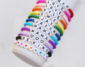 Rainbow Beaded Word Bracelets