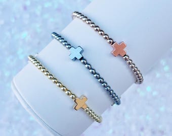 Metal Cross Bead Bracelet