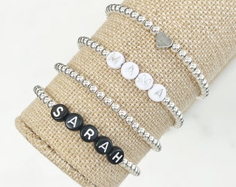 Custom Bracelet | sterling silver filled bracelet | silver beaded bracelets | stacking bracelets | name bracelets | beaded name bracelets