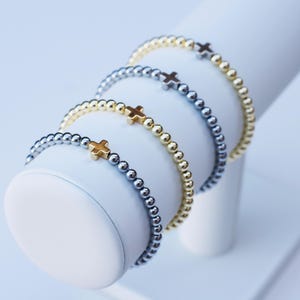 Pulseras de positividad / Pulsera de cruz de oro / Pulsera de cuentas cruzadas / Pulseras de fe / Pulsera religiosa / Pulsera cristiana / Pulsera de cuentas cruzadas imagen 16