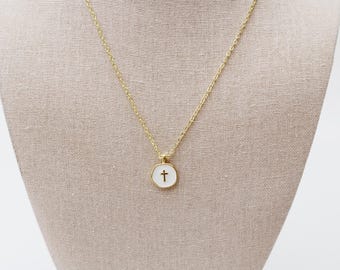 White Enamel Cross Necklace