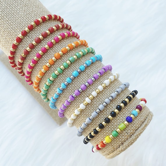 11/0 7 inch Individual tiny stackable Japanese stretch seed bead brace –  MistyRayneCreations