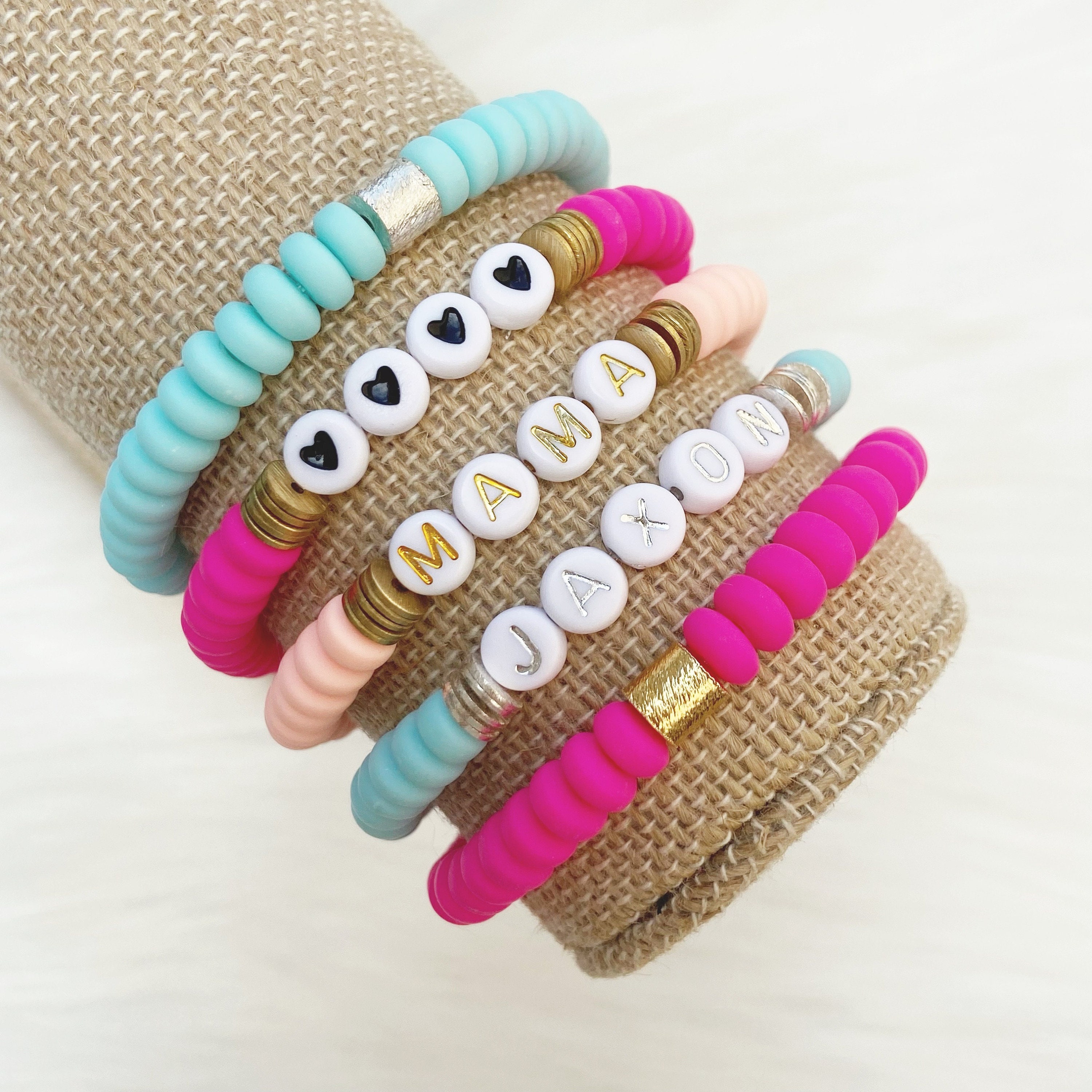 Custom Clay Bead Bracelets By Sarahndipity Jewelry Beaded Etsy