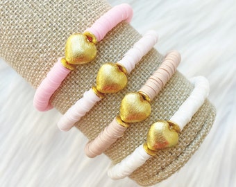 Brushed Gold Heart Bracelets