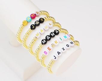 4mm 14k Gold Plated Personalized Beaded Name Bracelet