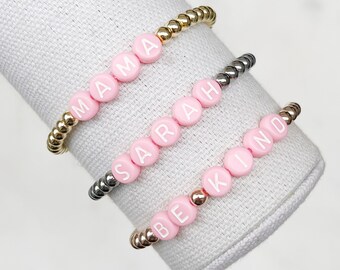 Pink Letter Bead Bracelet