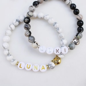 Custom Cat Charm Bracelet | pet name bracelet, custom name bracelet, pet jewelry, memorial, pet lover, cat mom, personalized cat bracelet