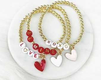 Valentine's Day Heart Charm Custom Word Bracelet