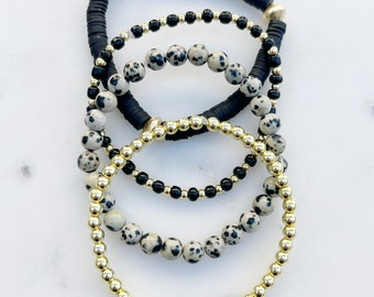 Black & Gold Bracelet Stack (Set of 4)