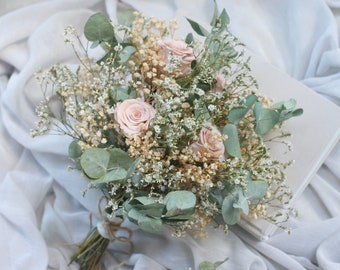 Dried Preserved Flower Bouquet, Eucalyptus Bouquet, Wedding Bouquet, Bridal Bouquet