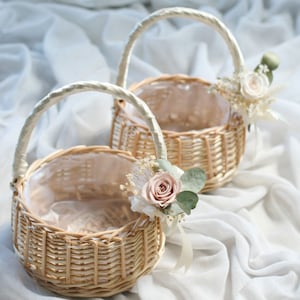 Flower Girl Basket, Wedding, Wicker Flower Girl Basket, Rattan