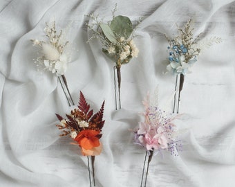 Dried Flower Hair Pins, Wedding Flower Hair Clips