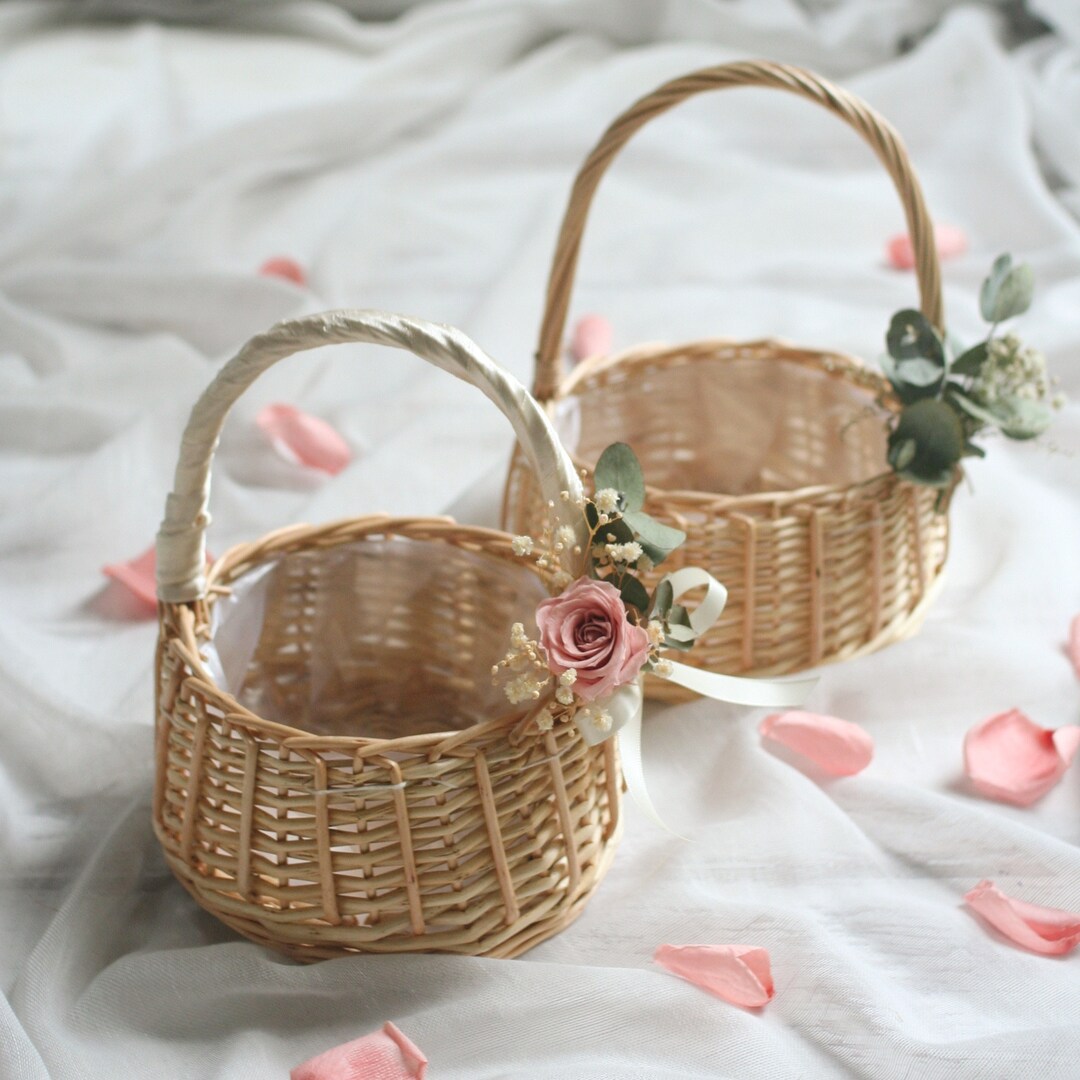 Flower Girl Basket Wedding Wicker Flower Girl Basket Rattan Etsy Australia