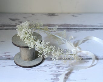 Dainty Baby's Breath Crown,  Gypsophila, Dried flower Halo, Flower Girl, Photo Prop