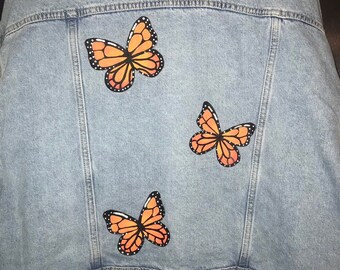 jean jacket with butterflies