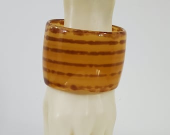 1980s Super-Large Lucite Bangle - Caramel Swirl - HUGE - Chunky Lucite