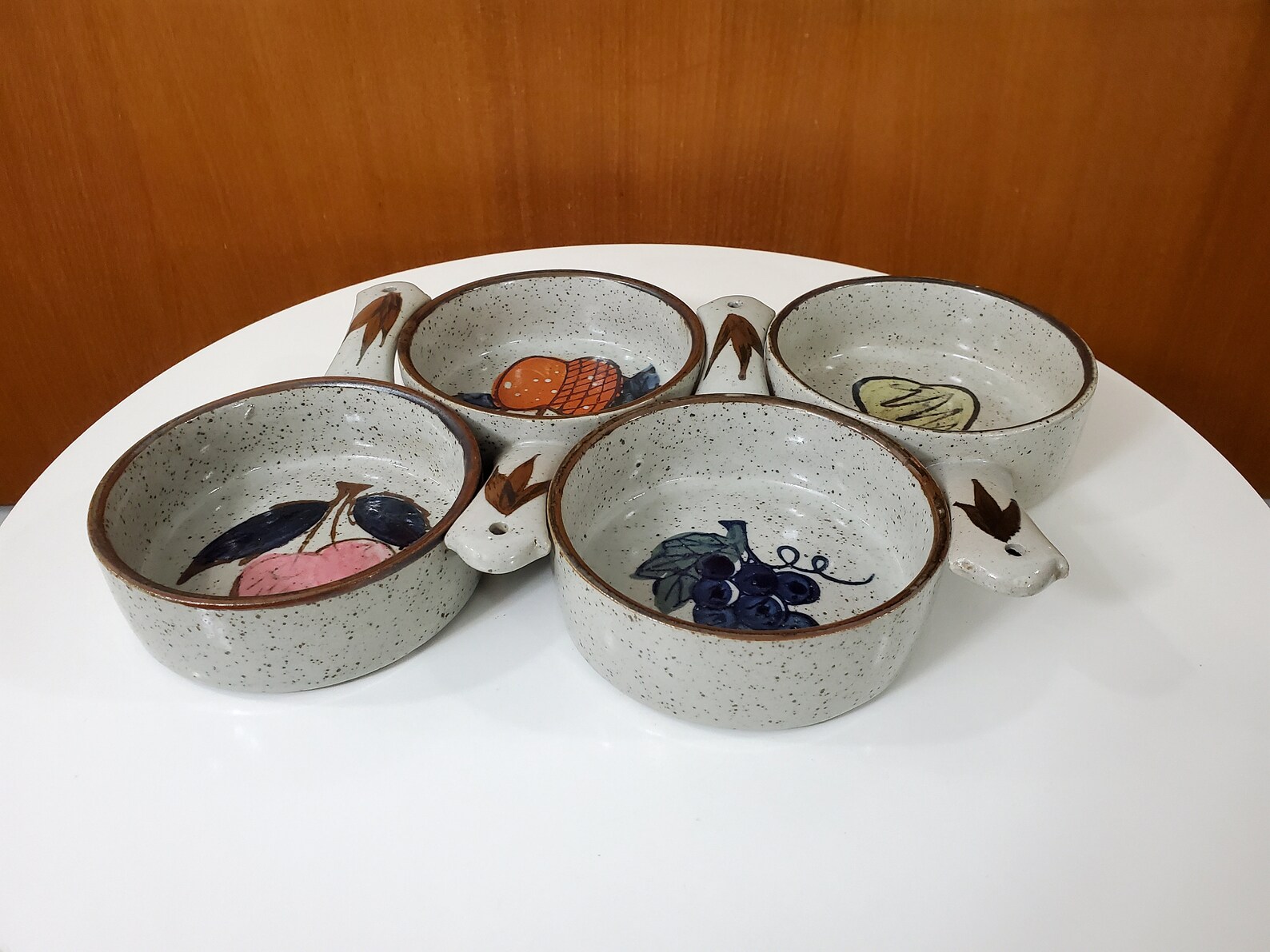 Set of 4 Ceramic Soup Bowls Hand Painted Fruit Pattern Etsy