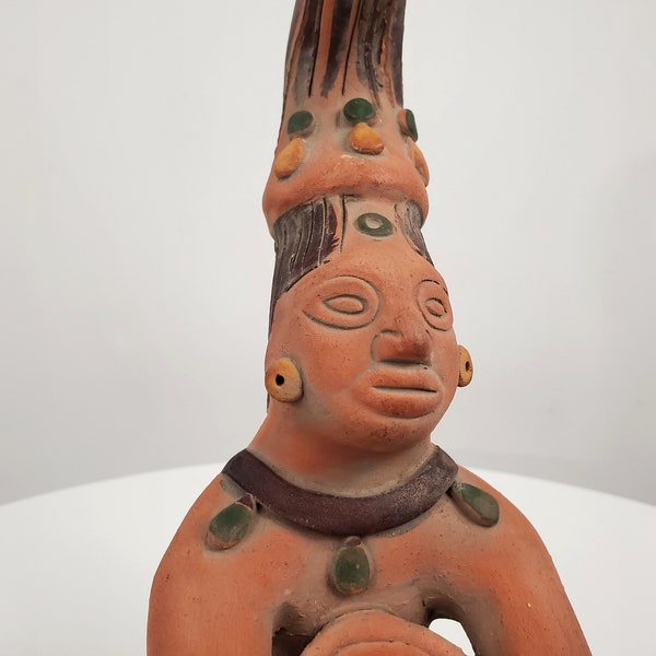 Sculpture vintage en terre cuite - Réplique précolombienne - Aut. Inah, Mexique - R.I. 134