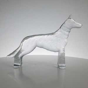 Vintage Kosta Boda Glass Dog - German Shepherd - Kennel Series by Bertil Vallien