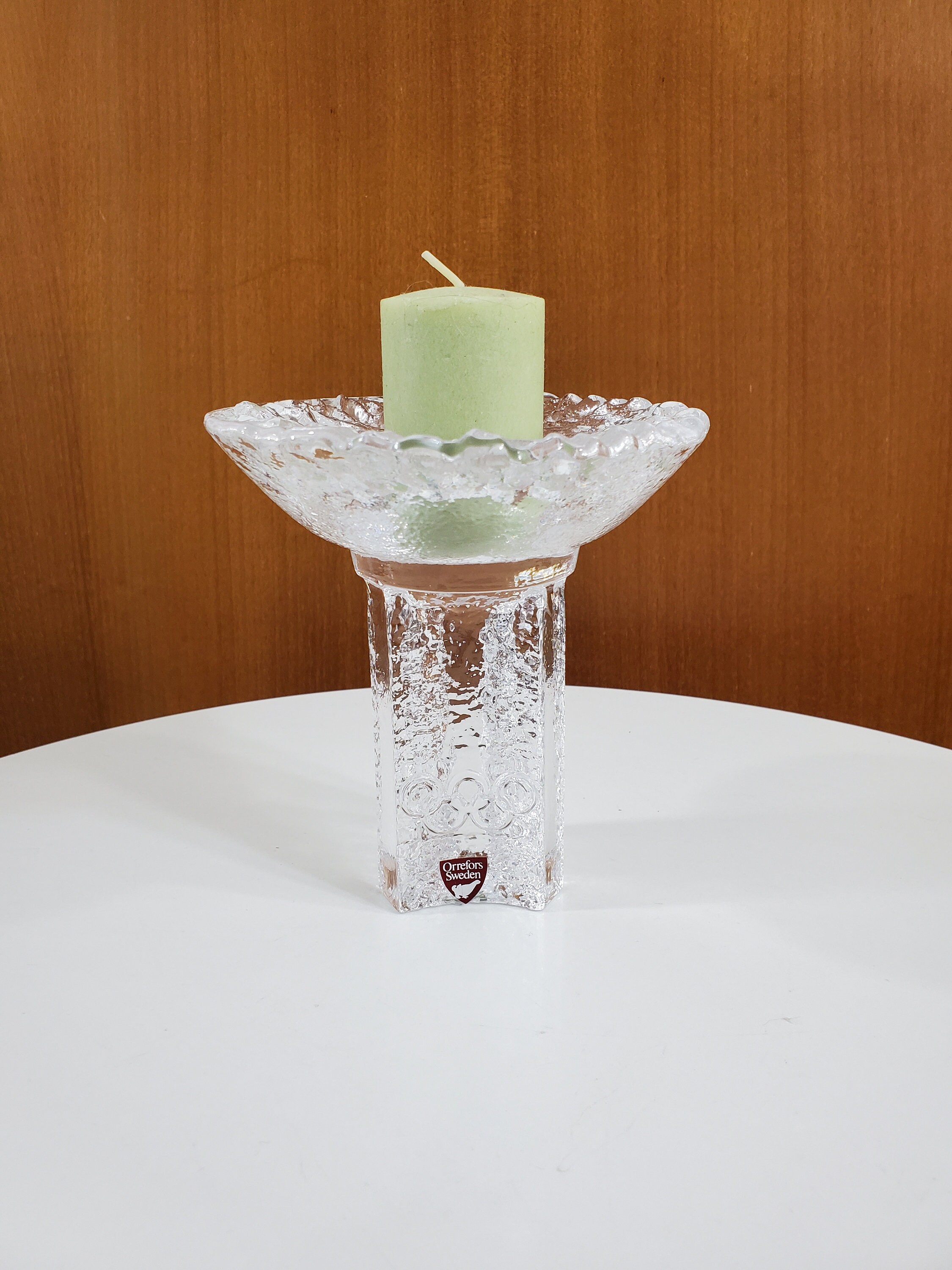 Orrefors Olympic Glass Votive – Lars Hellsten, 1984 Los Angeles