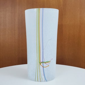 Signed Bertil Vallien Rainbow Vase for Boda, 1982. Vintage Swedish Glass