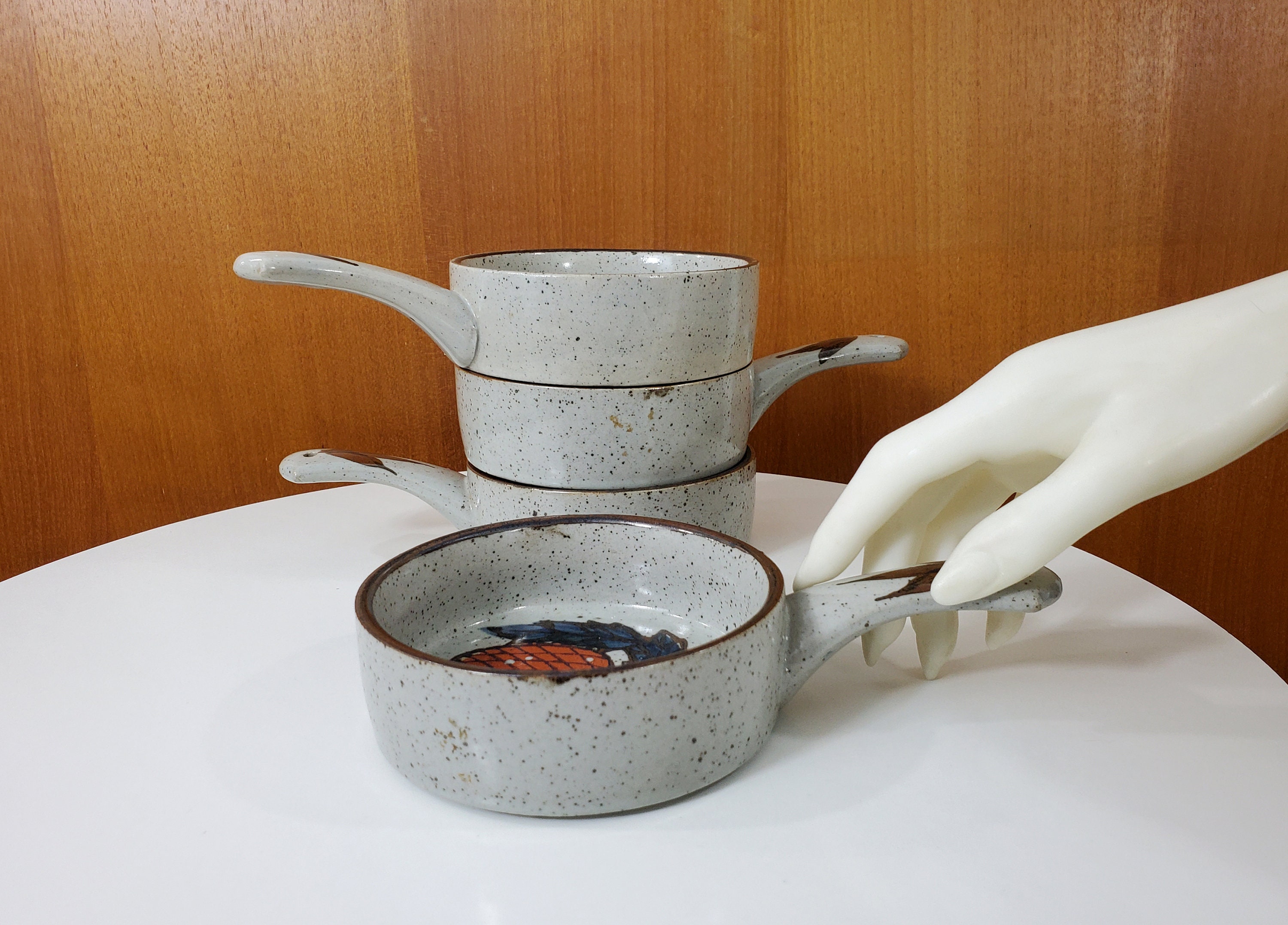 Set of 4 Ceramic Soup Bowls Hand Painted Fruit Pattern Etsy