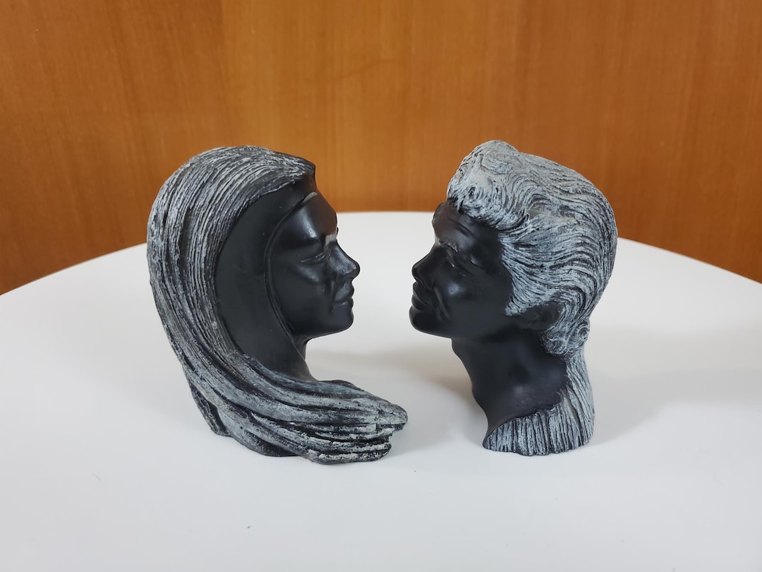 Frank Schirman Black Coral Figures - Kealoha (loved One) and Kanoa