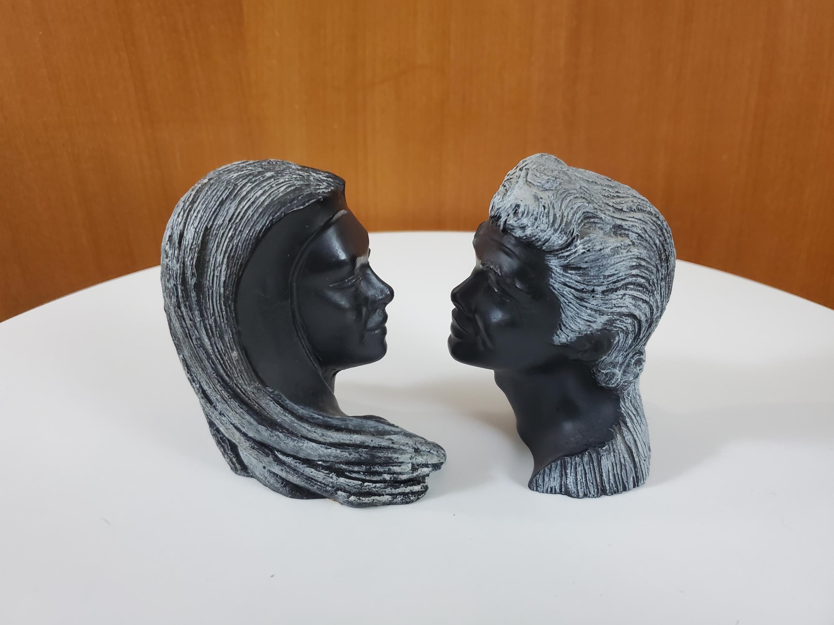 Frank Schirman Black Coral Figures - Kealoha (loved One) and Kanoa