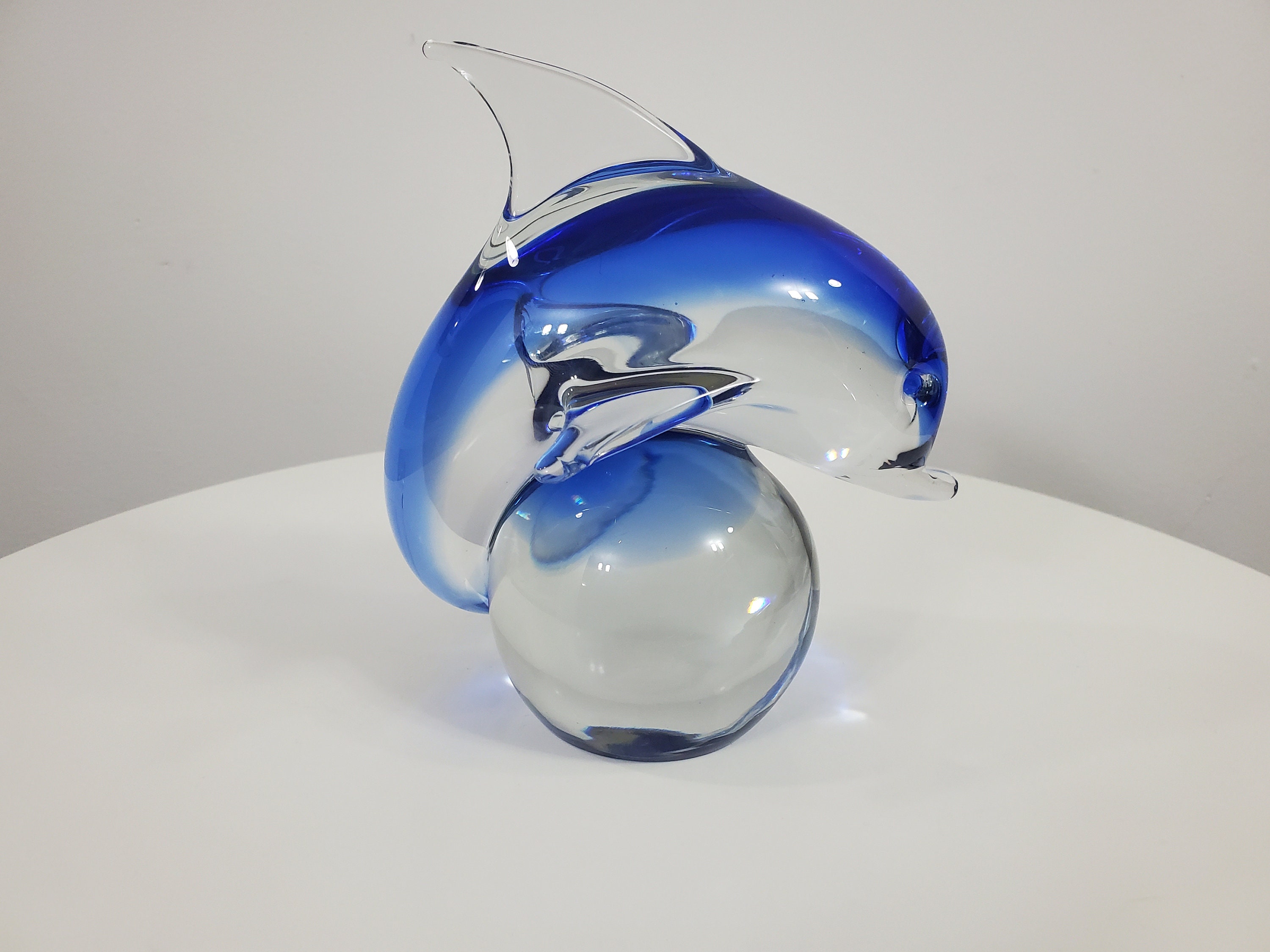 Hand Made Murano Glass Dolphin With Label Italian Glass pic