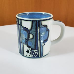 Royal Copenhagen Fajance 3 Inch Coffee Mug - 1975 Annual Mug - Bodil Buch