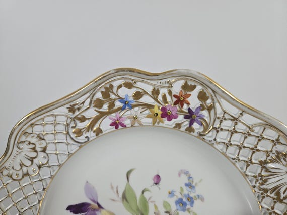 【Carl theime】プレート Late 19th Century Carl Thieme Reticulated Plate - Antique German