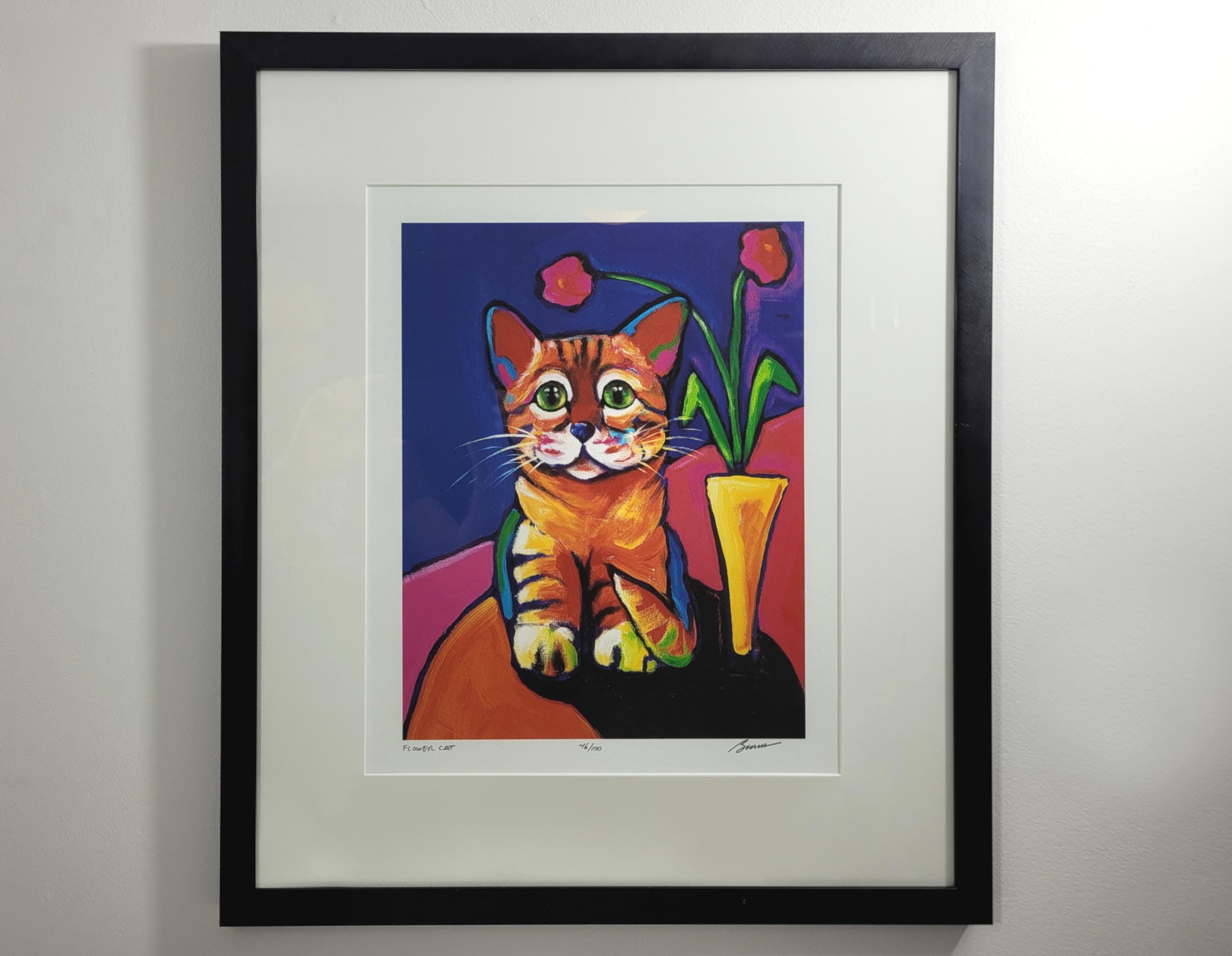 Ron Burns 'flower Cat' Limited Edition Print - 46/100 - Signed