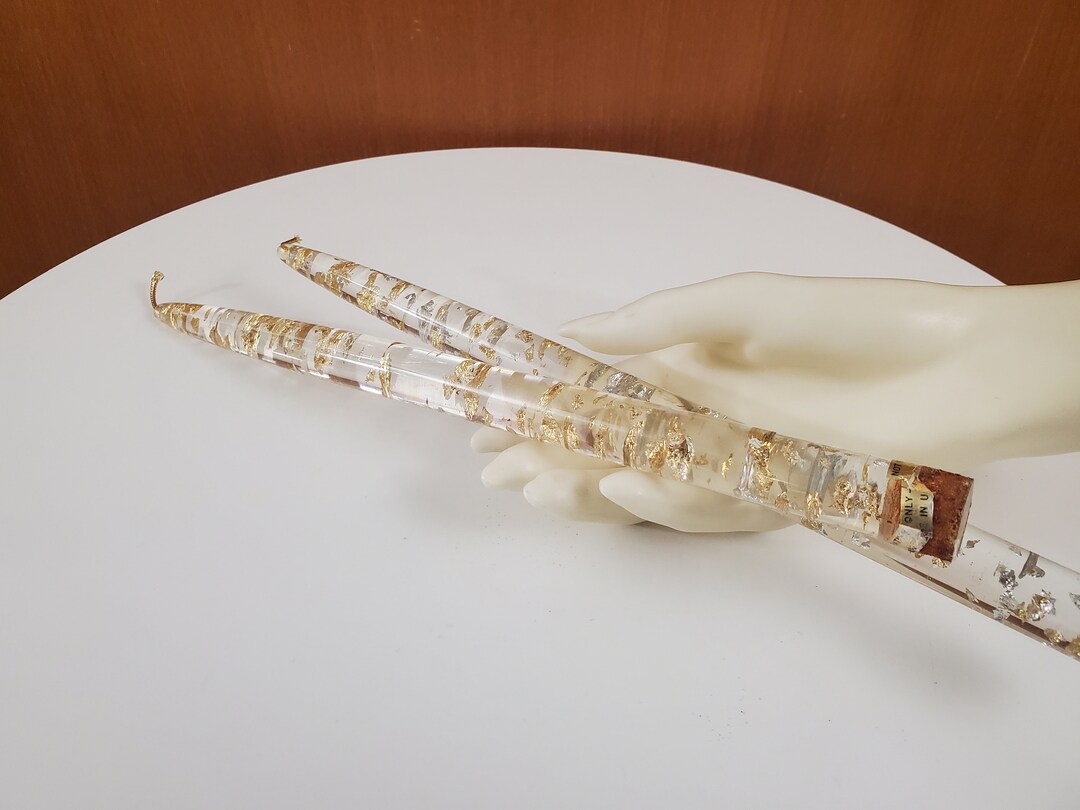 Vintage Lucite Candles With Gold and Silver Foil 60s Era Faux Tapers Etsy