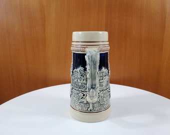 Vintage Original King German Beer Stein – Cobalt Blue, Pattern 300