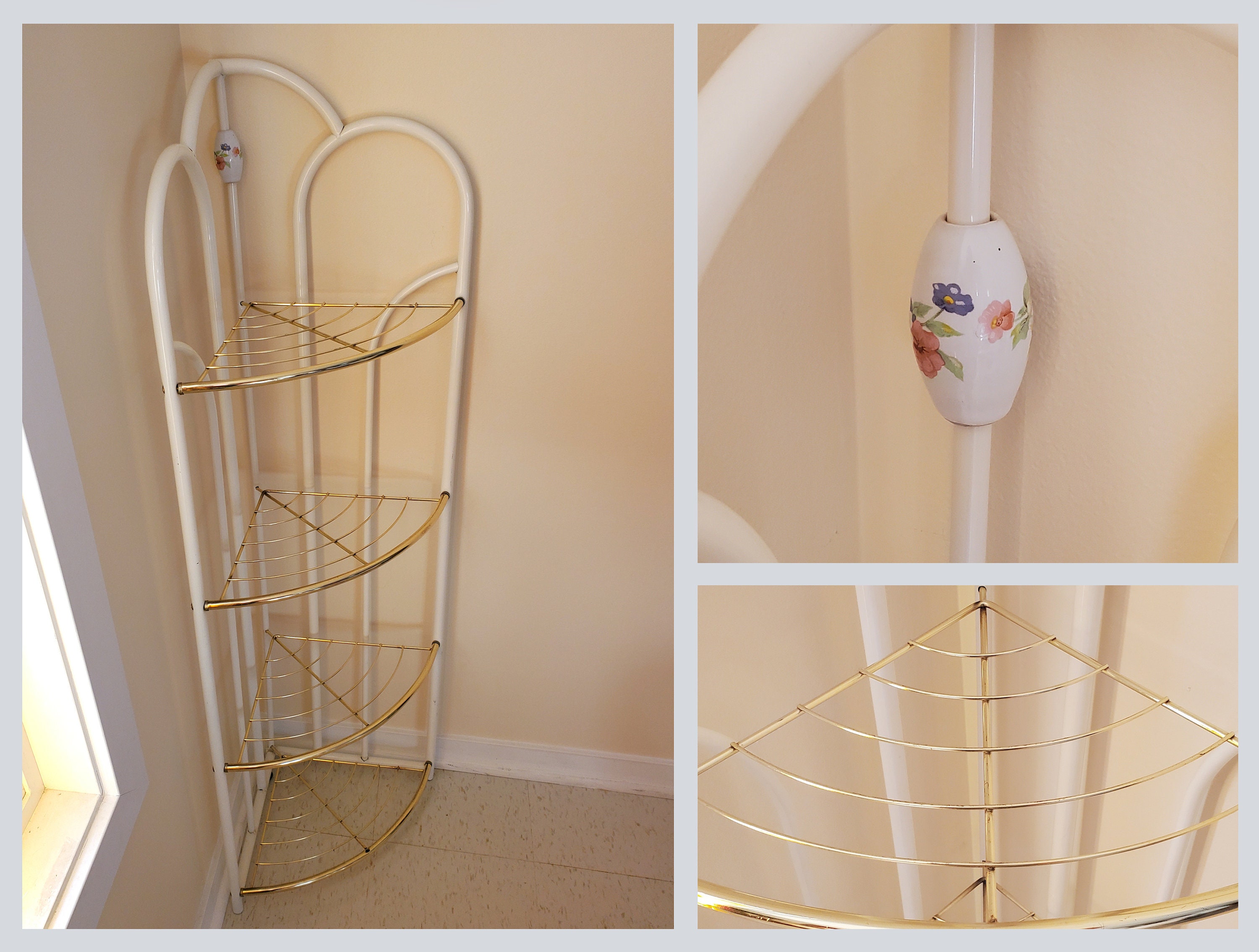 Vintage Brass and Lacquered Metal Corner Shelf - 1980s - Etsy