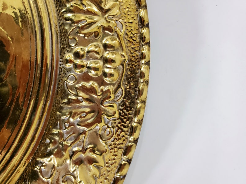 Large Decorative Brass Plate From Lombard England 16 3/4 Inch Etsy