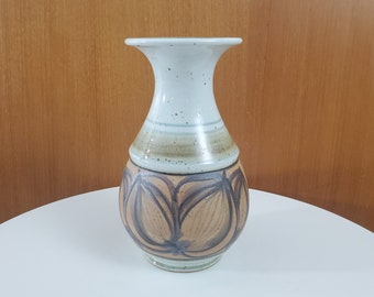 Vintage Ceramic Vase with Onion or Tulip Pattern - Signed, Dated 1980